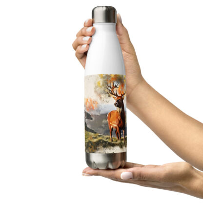 Highland deer digital watercolour Stainless steel water bottle