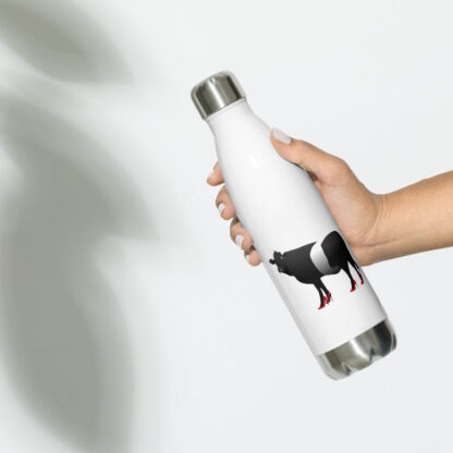 Belted Galloway cow with red high heels Stainless steel water bottle - Image 10