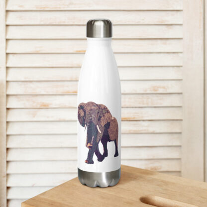 Elephant digital artwork in bold colours Stainless steel water bottle - Image 2