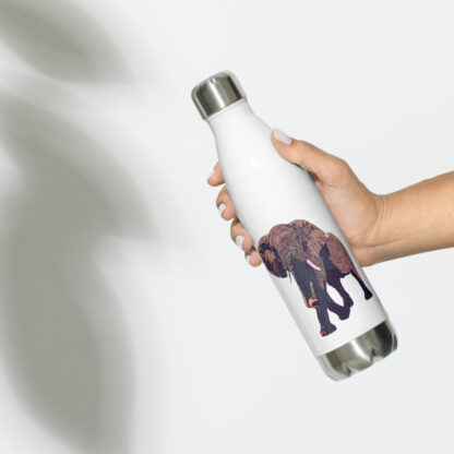 Elephant digital artwork in bold colours Stainless steel water bottle - Image 4