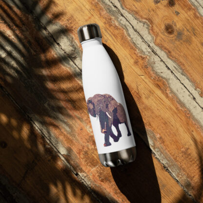 Elephant digital artwork in bold colours Stainless steel water bottle - Image 8