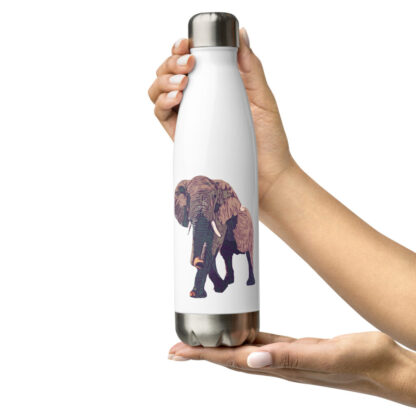 Elephant digital artwork in bold colours Stainless steel water bottle - Image 12