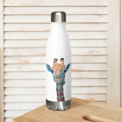 Giraffe digital artwork in bold colours Stainless steel water bottle - Image 2