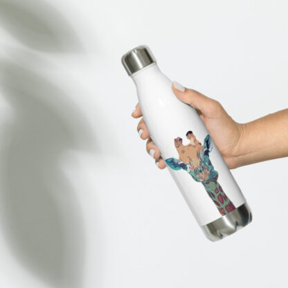 Giraffe digital artwork in bold colours Stainless steel water bottle - Image 3