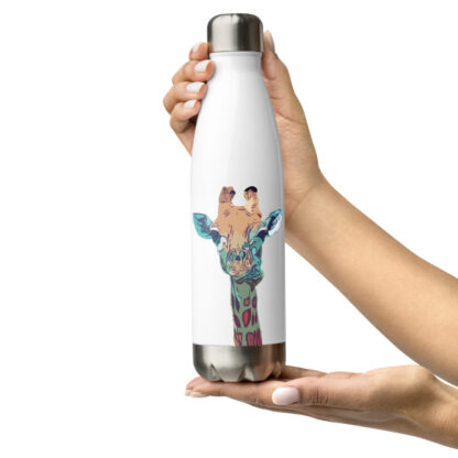 Giraffe digital artwork in bold colours Stainless steel water bottle - Image 10