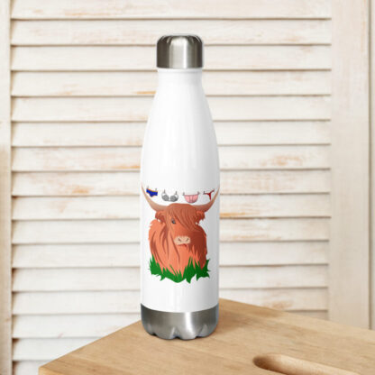 Highland cow with washing line Stainless steel water bottle - Image 2