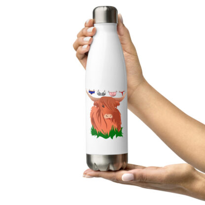 Highland cow with washing line Stainless steel water bottle - Image 11