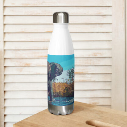 Elephant bold colour digital painting Stainless steel water bottle - Image 4