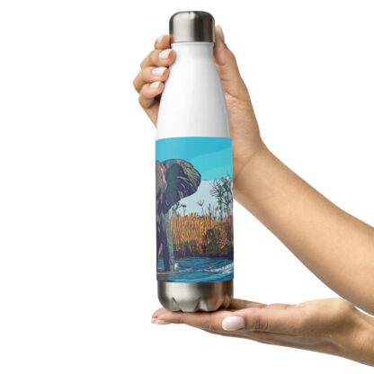 Elephant bold colour digital painting Stainless steel water bottle - Image 12