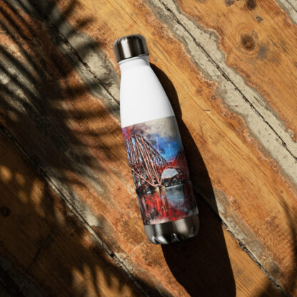 Forth Bridge digital watercolour splatter Stainless steel water bottle - Image 3