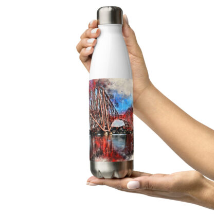 Forth Bridge digital watercolour splatter Stainless steel water bottle - Image 10