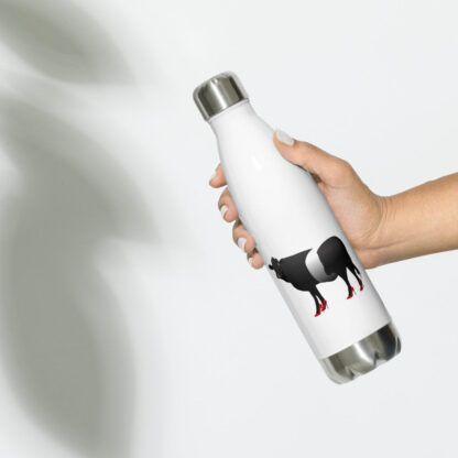 Belted Galloway cow with red high heels Stainless steel water bottle - Image 11