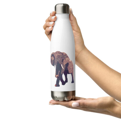 Elephant digital artwork in bold colours Stainless steel water bottle - Image 11