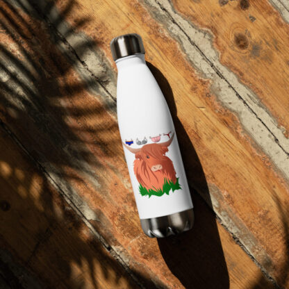 Highland cow with washing line Stainless steel water bottle - Image 8