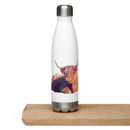 Highland cow in bold colours Stainless steel water bottle - Image 10