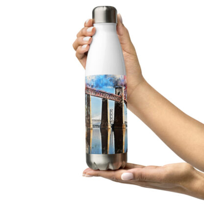 Forth Bridge digital watercolour splatter Stainless steel water bottle - Image 9