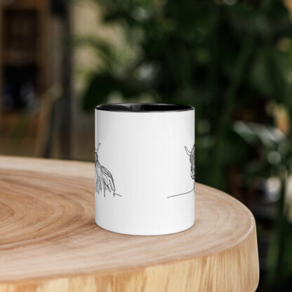 Highland cow line art Mug with Color Inside - Image 2