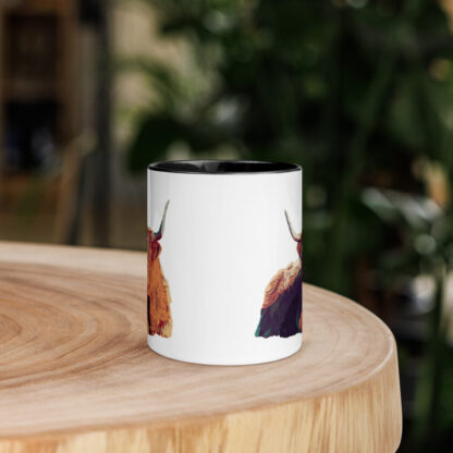 Highland cow bold colour Mug with Color Inside - Image 2