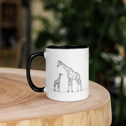 Giraffe and child line art - Mug with Color Inside - Image 3