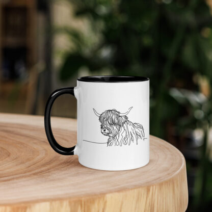 Highland cow line art Mug with Color Inside - Image 3