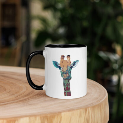 Giraffe bold digital artwork Mug with Color Inside - Image 3