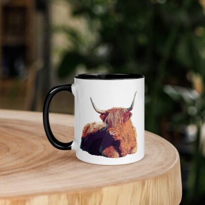 Highland cow bold colour Mug with Color Inside - Image 3