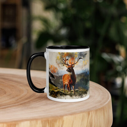 Highland deer digital watercolour Mug with Color Inside - Image 3