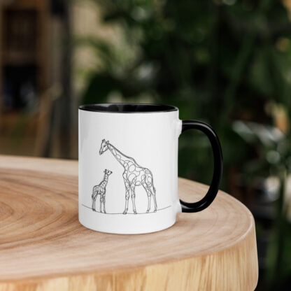 Giraffe and child line art - Mug with Color Inside