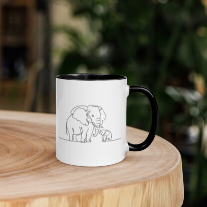 Elephant and child line art Mug with Color Inside