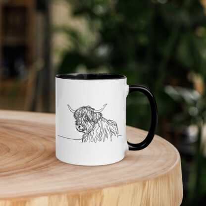 Highland cow line art Mug with Color Inside