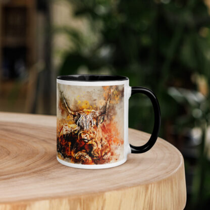 Clyde the Highland Cow digital watercolour Mug with Color Inside - Image 4