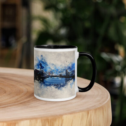 River Clyde digital watercolour Mug with Color Inside - Image 4