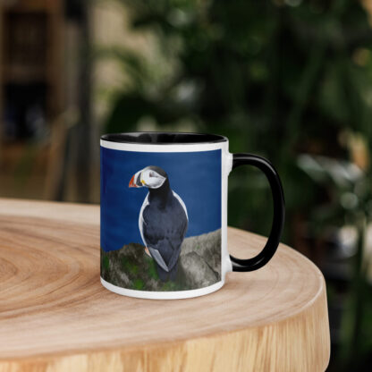 Puffin digital painting Mug with Color Inside - Image 4