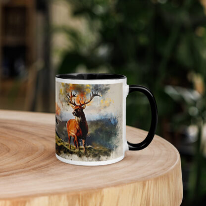 Highland deer digital watercolour Mug with Color Inside