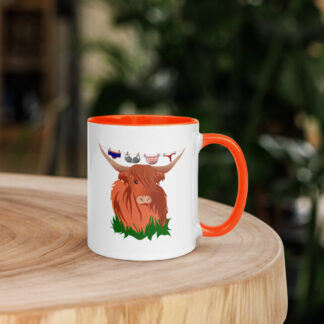 Highland cow washing line Mug with Color Inside