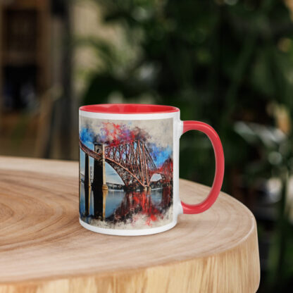 Forth Bridge digital watercolour splatter Mug with Color Inside